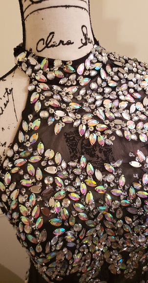 Beautiful Encrusted One Sleeved Evening Gown - Picture 3 of 8